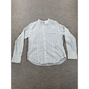 Harve Bernard Blouse Womens XL White Textured Stripe Button Front Long Sleeve